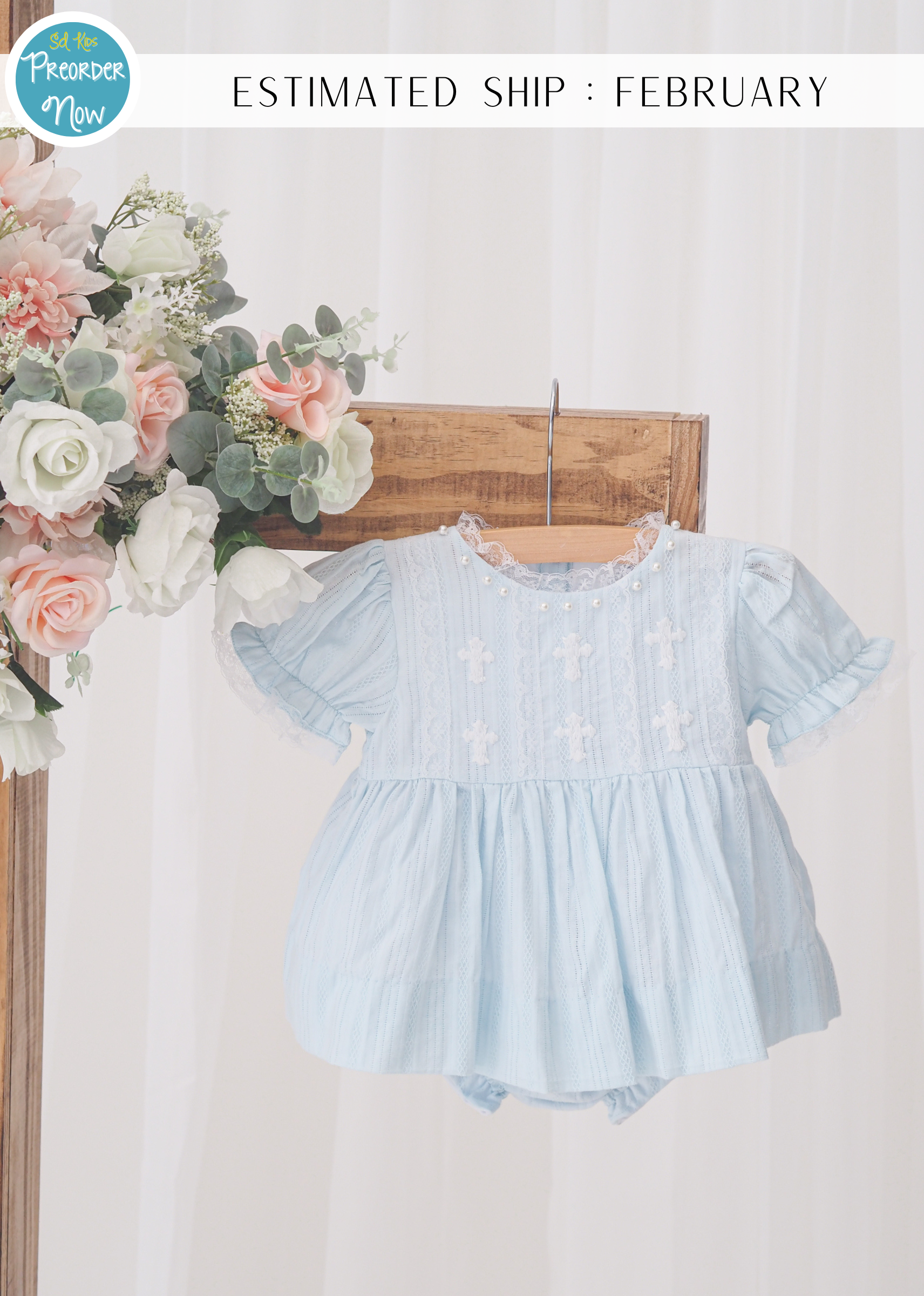 PO100: Embroidered Crosses Girls Bloomer Set