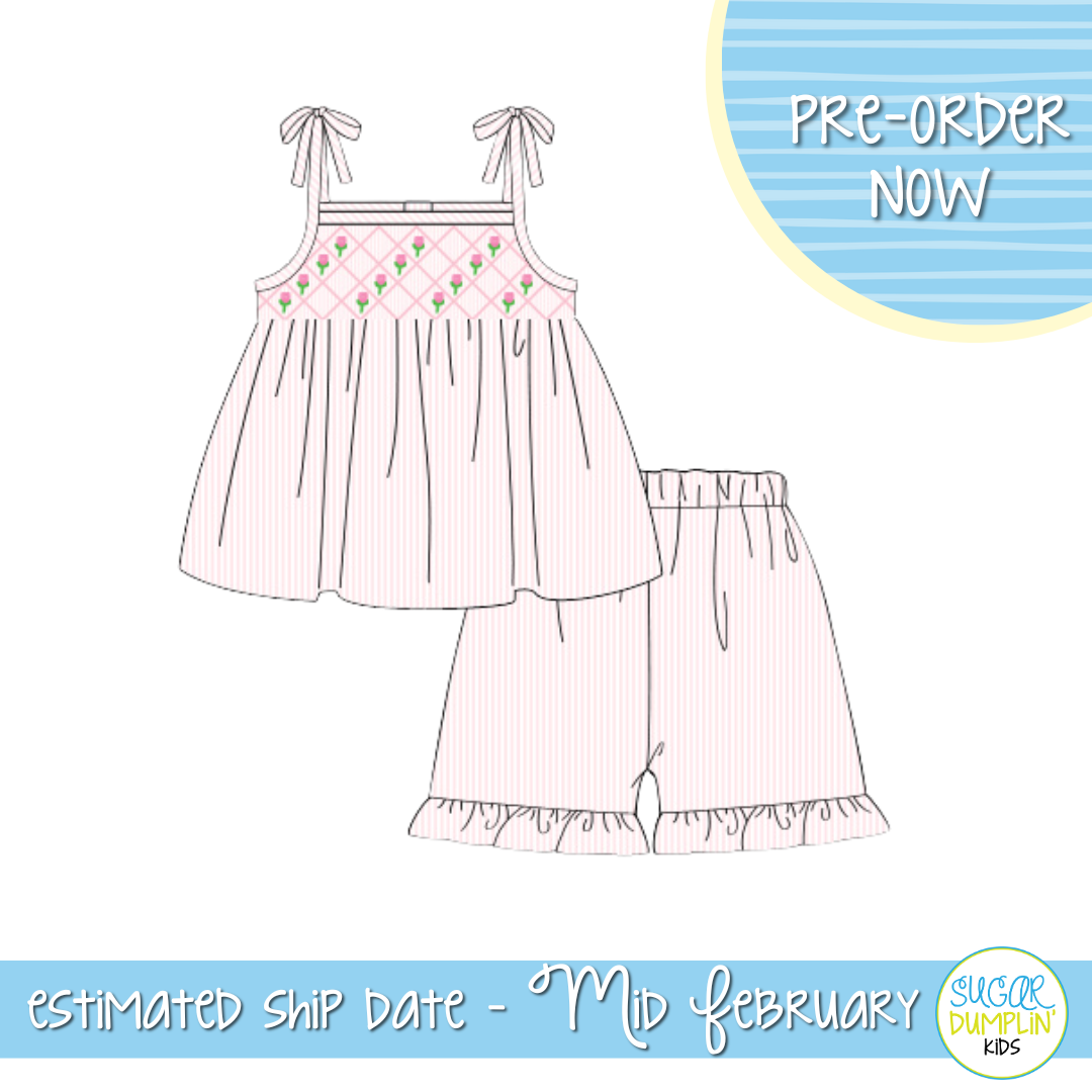 PO110: Pink Petal Girls Short Set