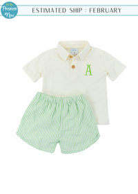 PO100: Green Seersucker Short Set