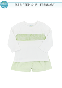 PO100: Elegant Smocked Boys Short Set