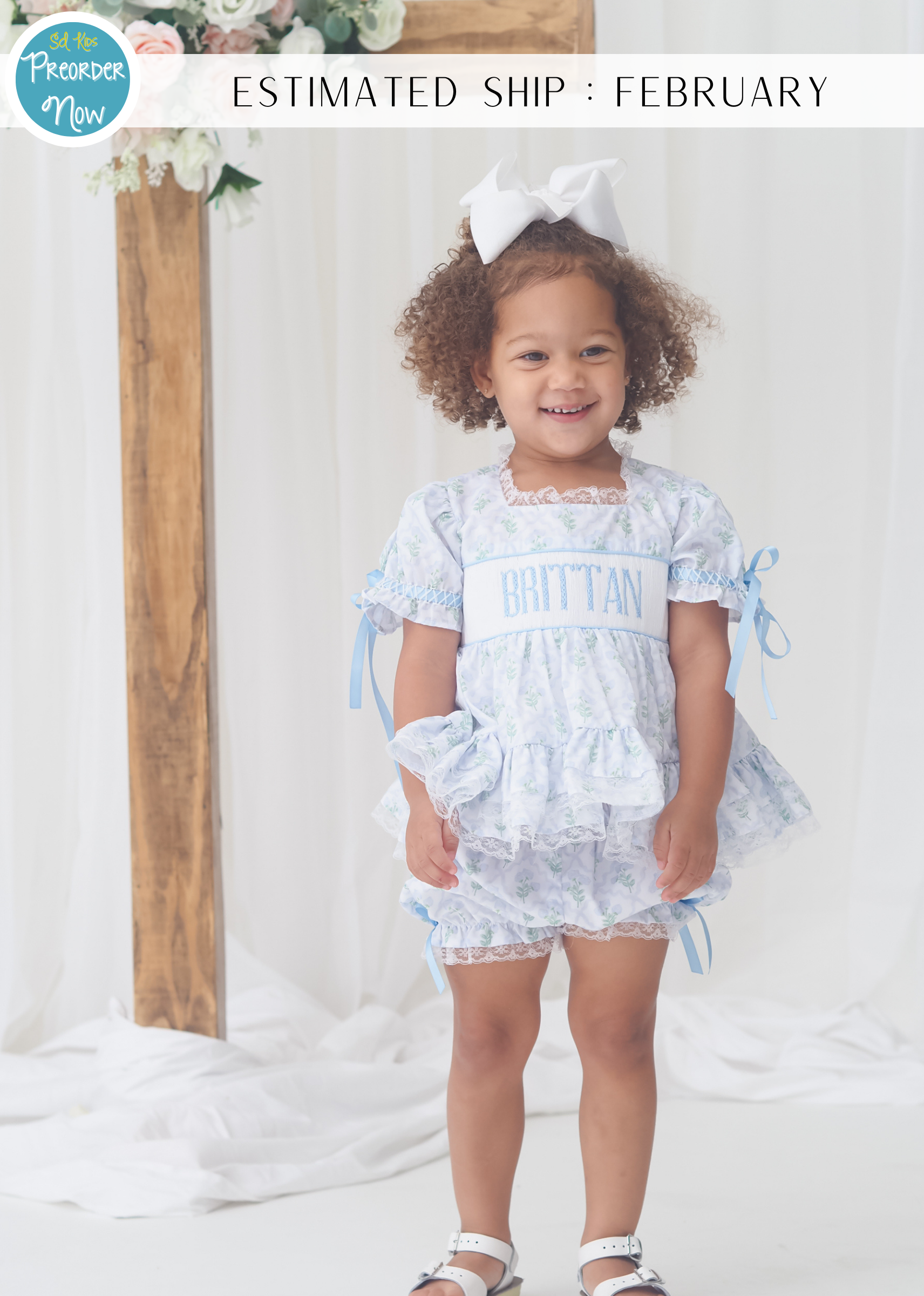 PO100: Spring Name Smock Bubble Short Set