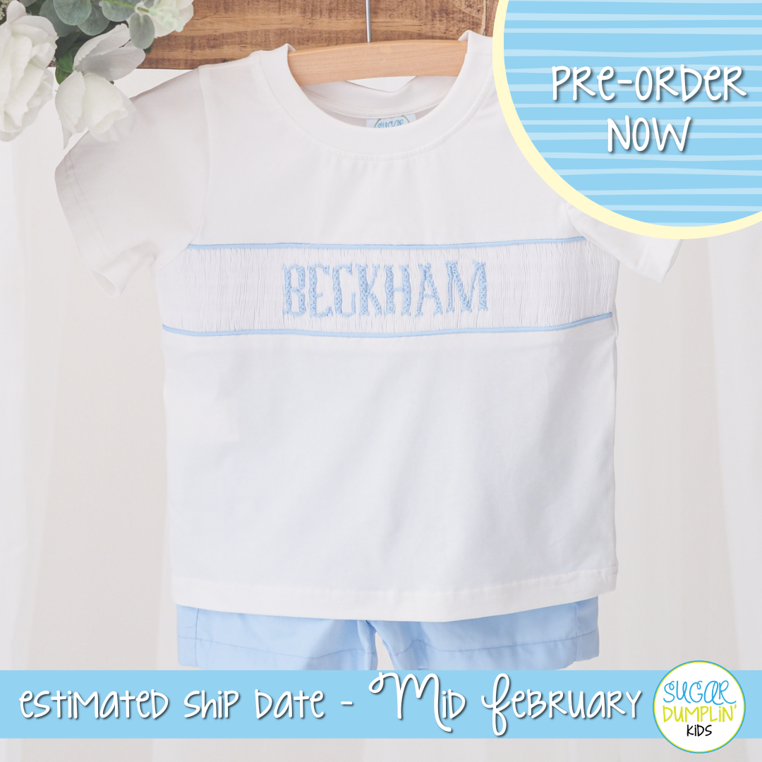PO110: Spring Name Smock Boys Short Set
