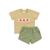 Boys Pumpkin & Poppy Smocked  Short Set