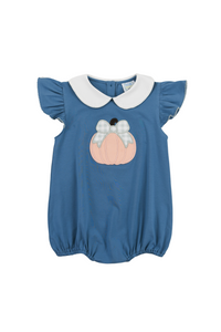 Girls Pumpkin Applique Bubble