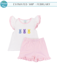 PO100: French Knot Peeps Girls Short Set