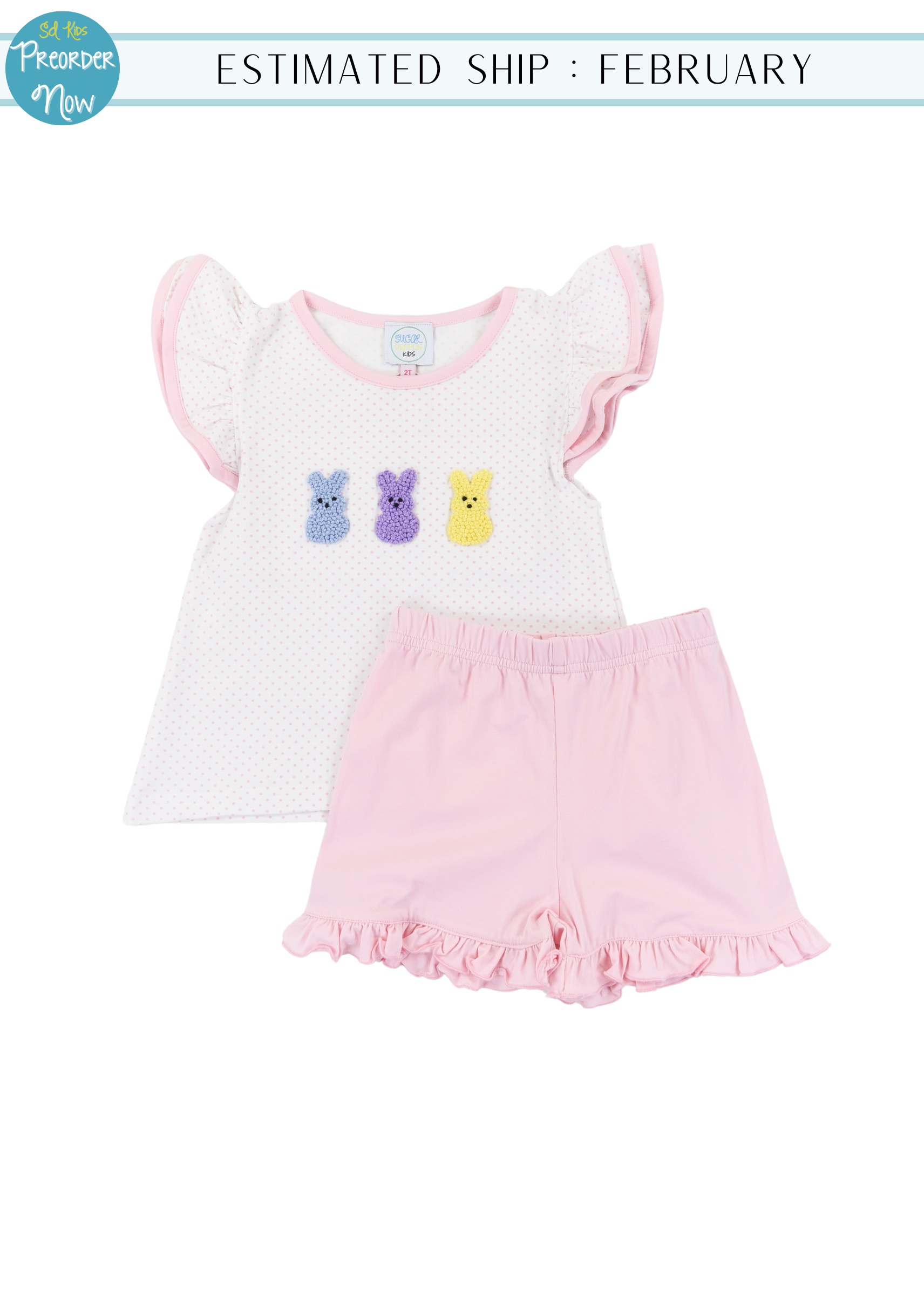 PO100: French Knot Peeps Girls Short Set