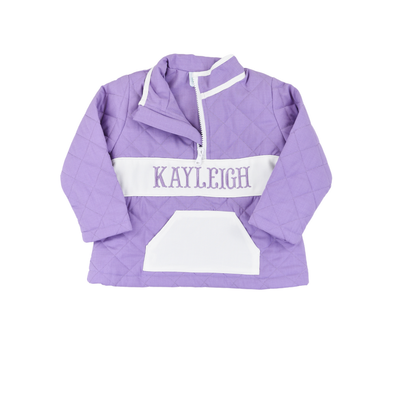 Lavender Quilted Name Embroidered 1/2 Zip