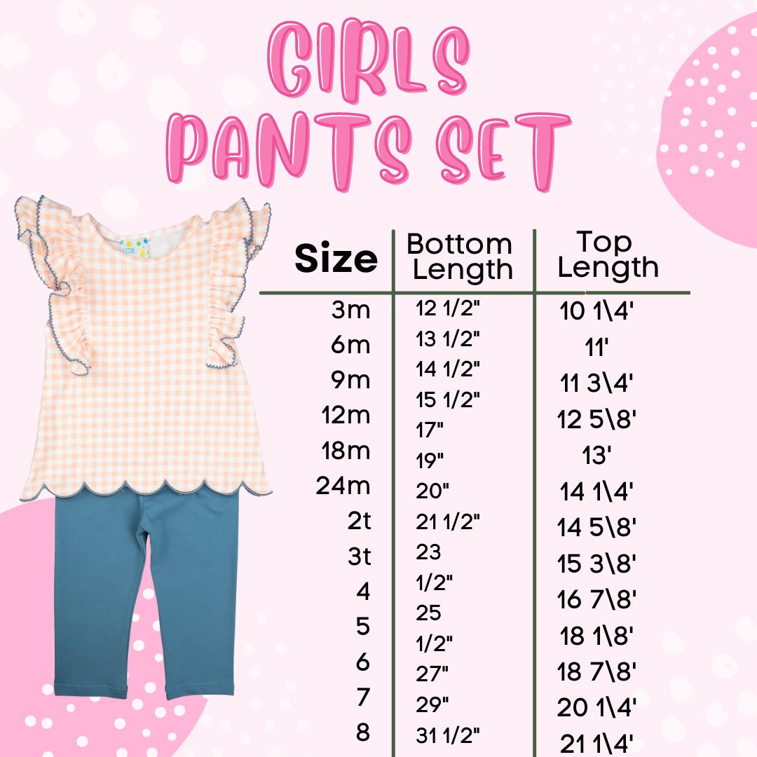 Girls French Knot Turkeys Pants Set