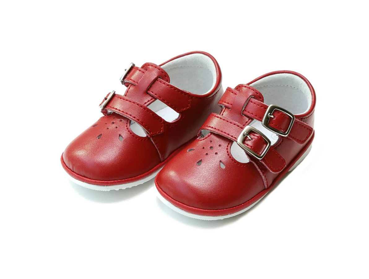 Hattie Double Buckle Leather Mary Jane (Baby) Red