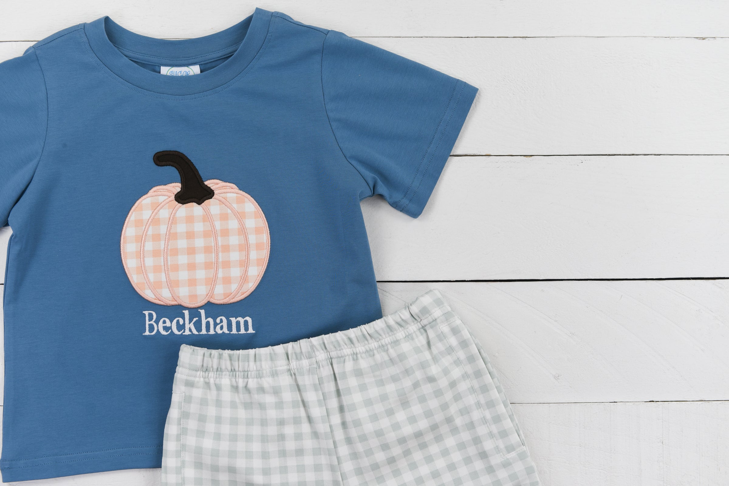 Boys Pumpkin Applique Short Set