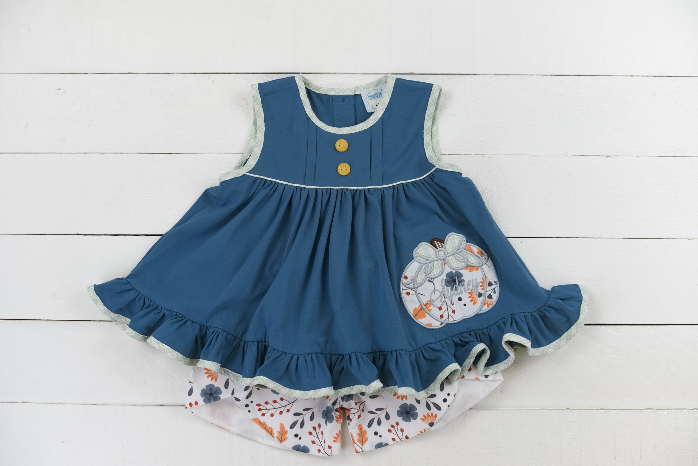 Girls Applique Pumpkin Short Set