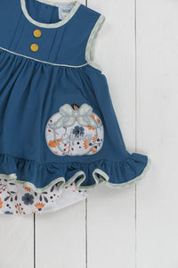 Girls Applique Pumpkin Short Set