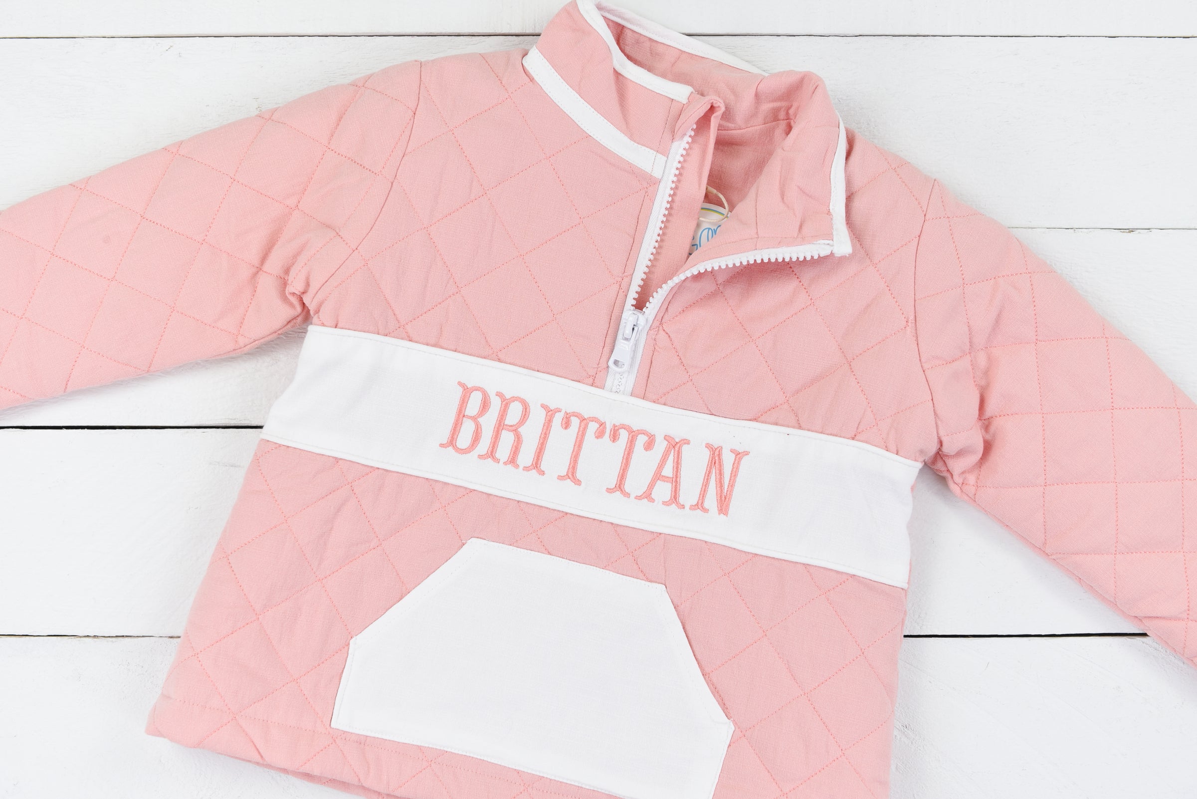 Cotton Candy Quilted Name Embroidered 1/2 Zip