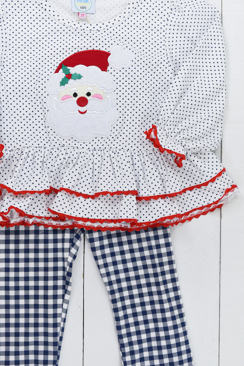 PO97: Applique Santa Girls Pants Set