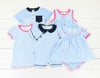 Blue Gingham Girls Short Set