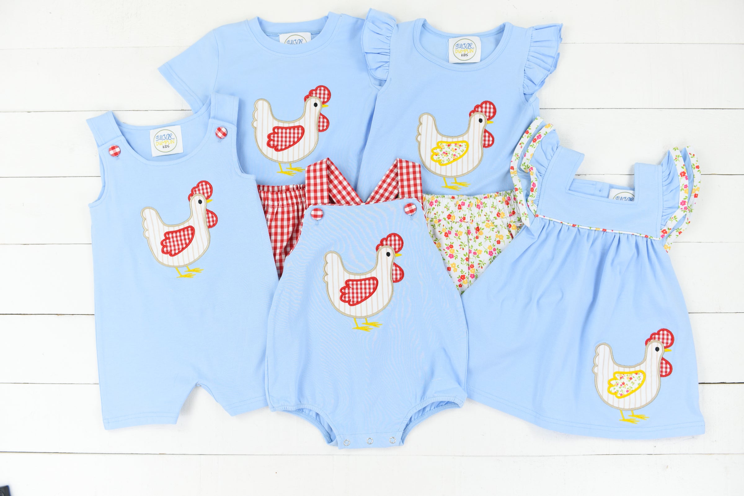 Chicken Applique Girls Short Set