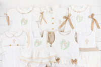 PO100: Linen Cross Girl Bubble Short Set