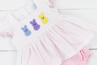 PO100: French Knot Peeps Girls Bubble Short Set