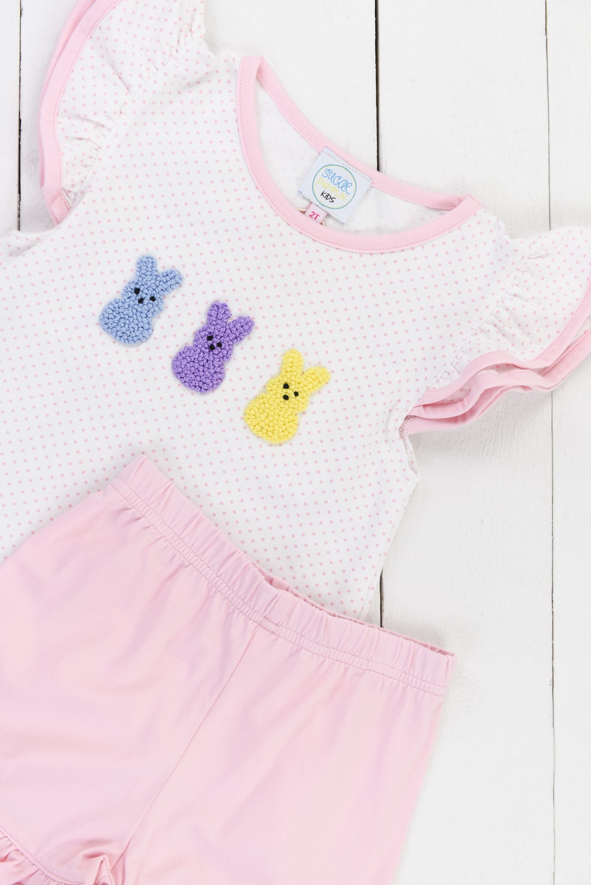 PO100: French Knot Peeps Girls Short Set