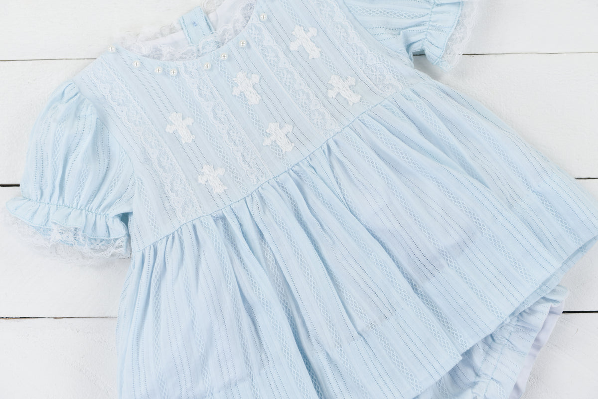 PO100: Embroidered Crosses Girls Bloomer Set