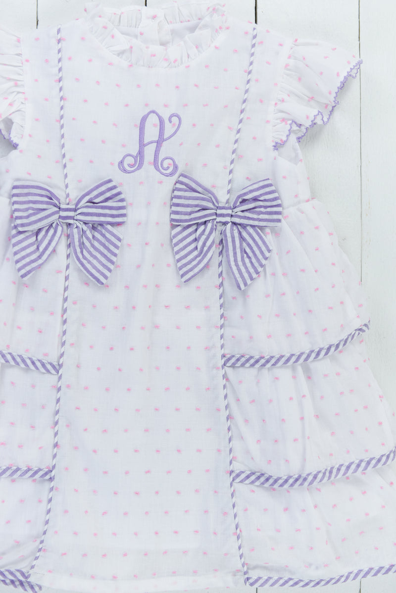 PO100: Purple Swiss Dot Dress