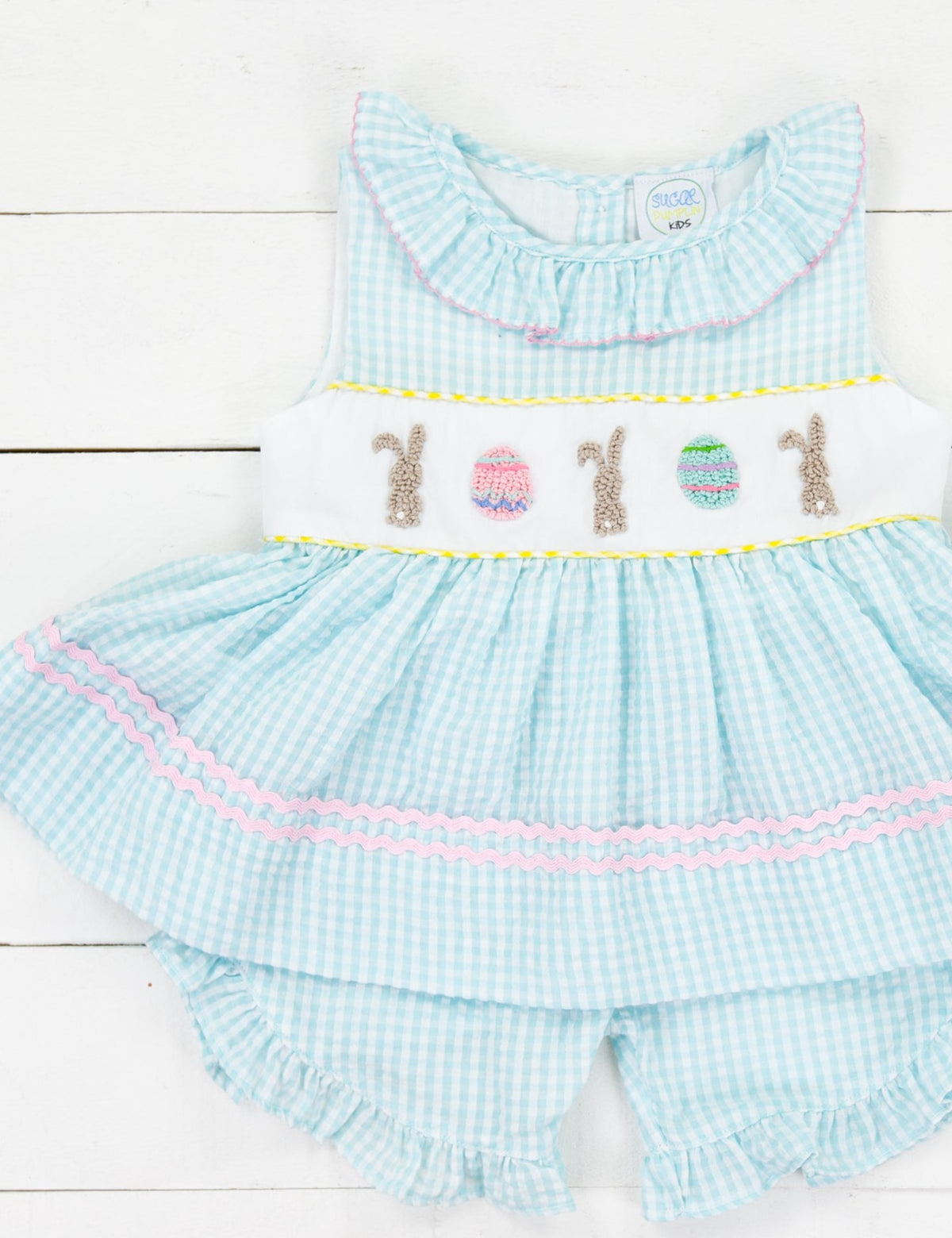 Girls French Knot Bunny and Egg Short Set