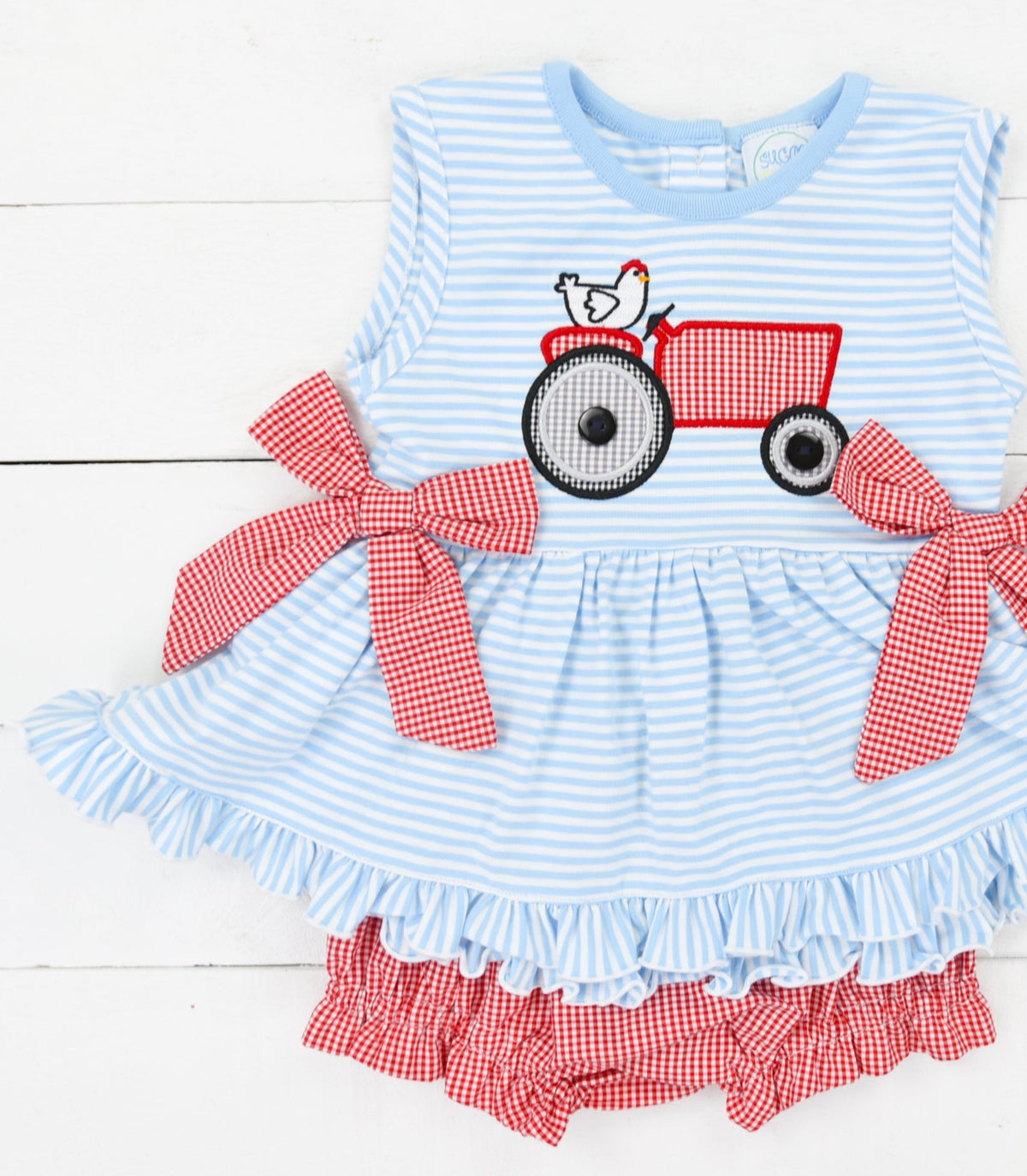 Girls Little Red Tractor Bloomer Set