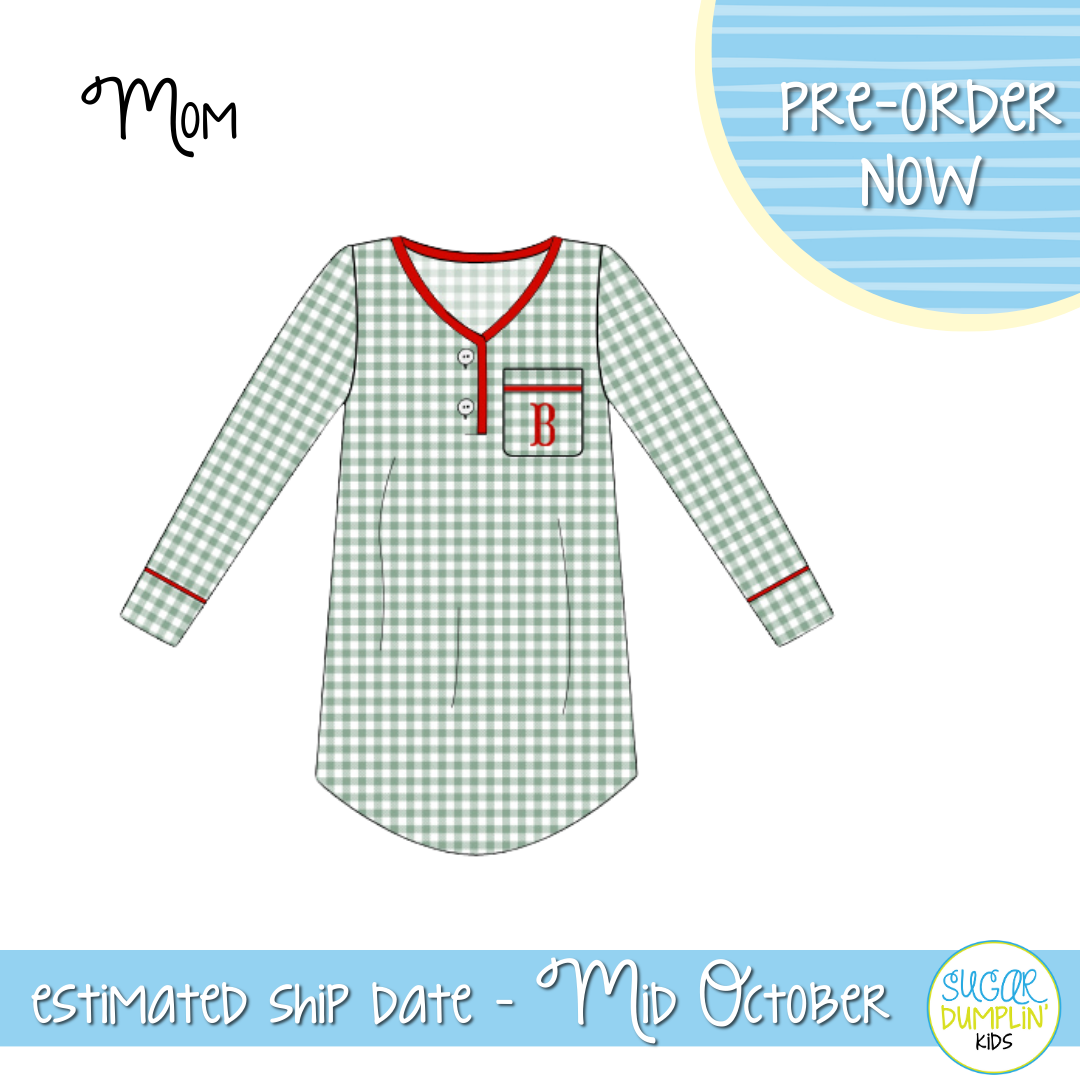 PO97: Green Check Mom Gown