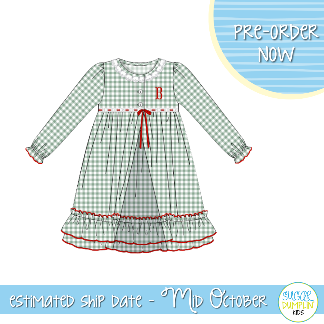 PO97: Green Check Girls Gown