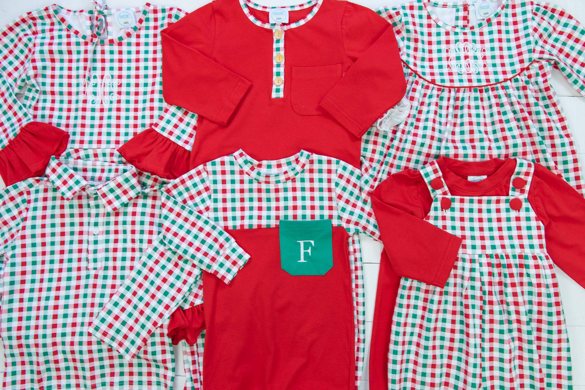 Boys Knit Green/Red Check Overall Set