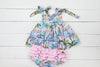 a baby girl's blue and pink dress and bloomy bloomy bloomy