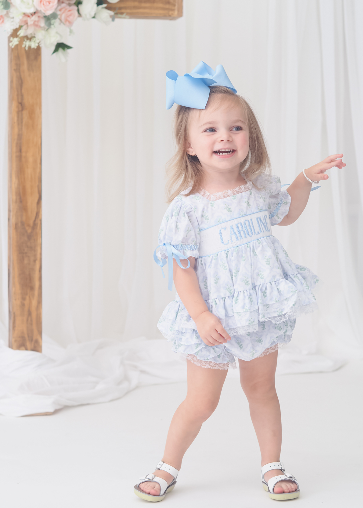 PO110: Spring Name Smock Girls Bloomer Set