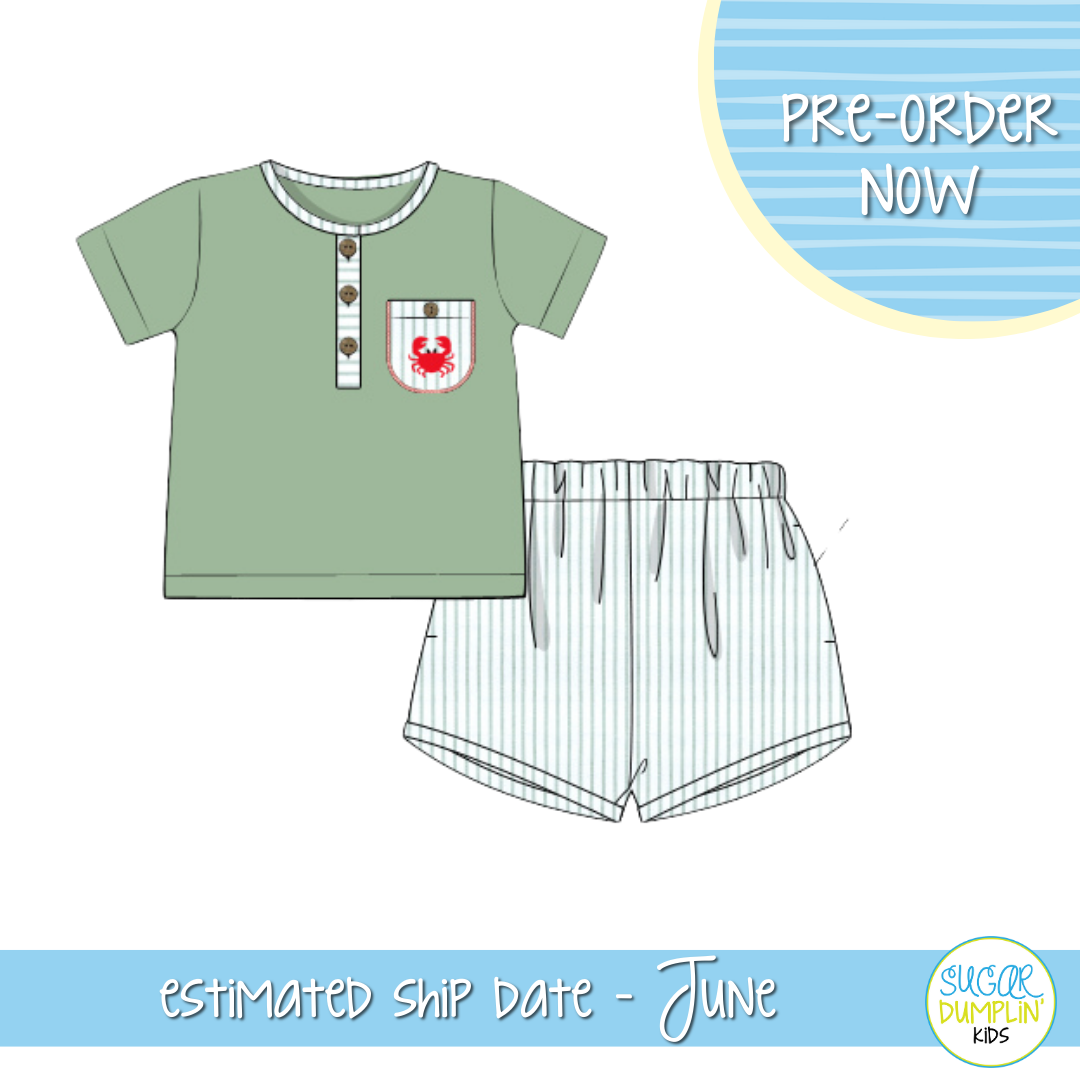 PO103: A Little Crabby Boy Short Set