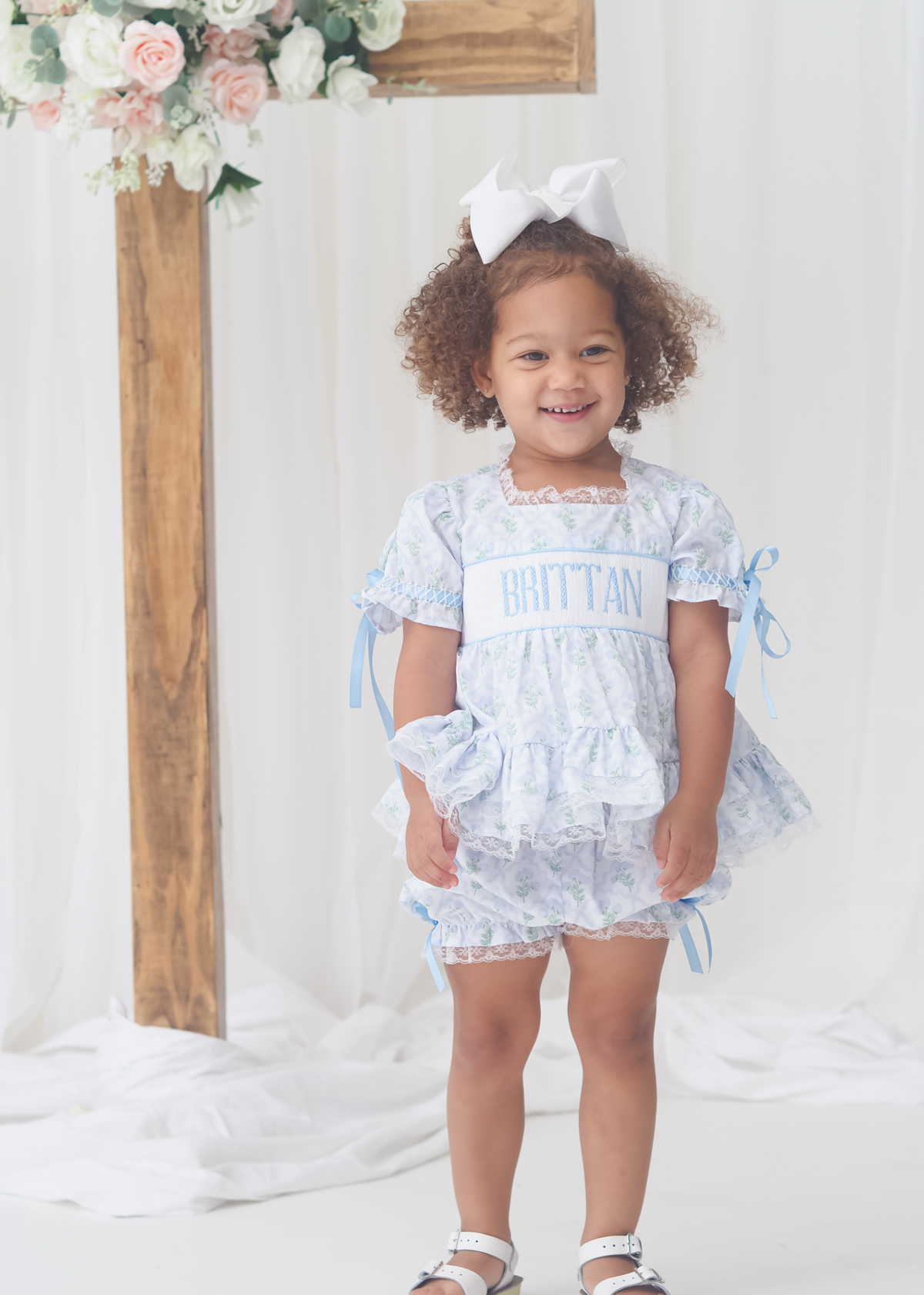 PO110: Spring Name Smock Girls Short Set