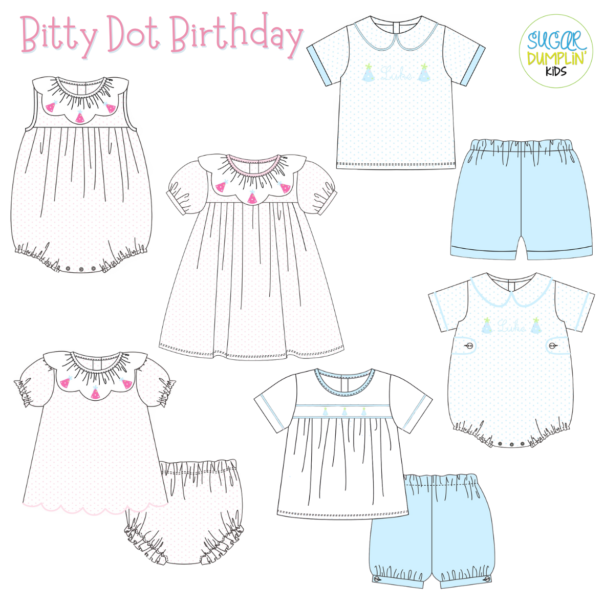PO111: Bitty Dot Birthday Boys Short Set