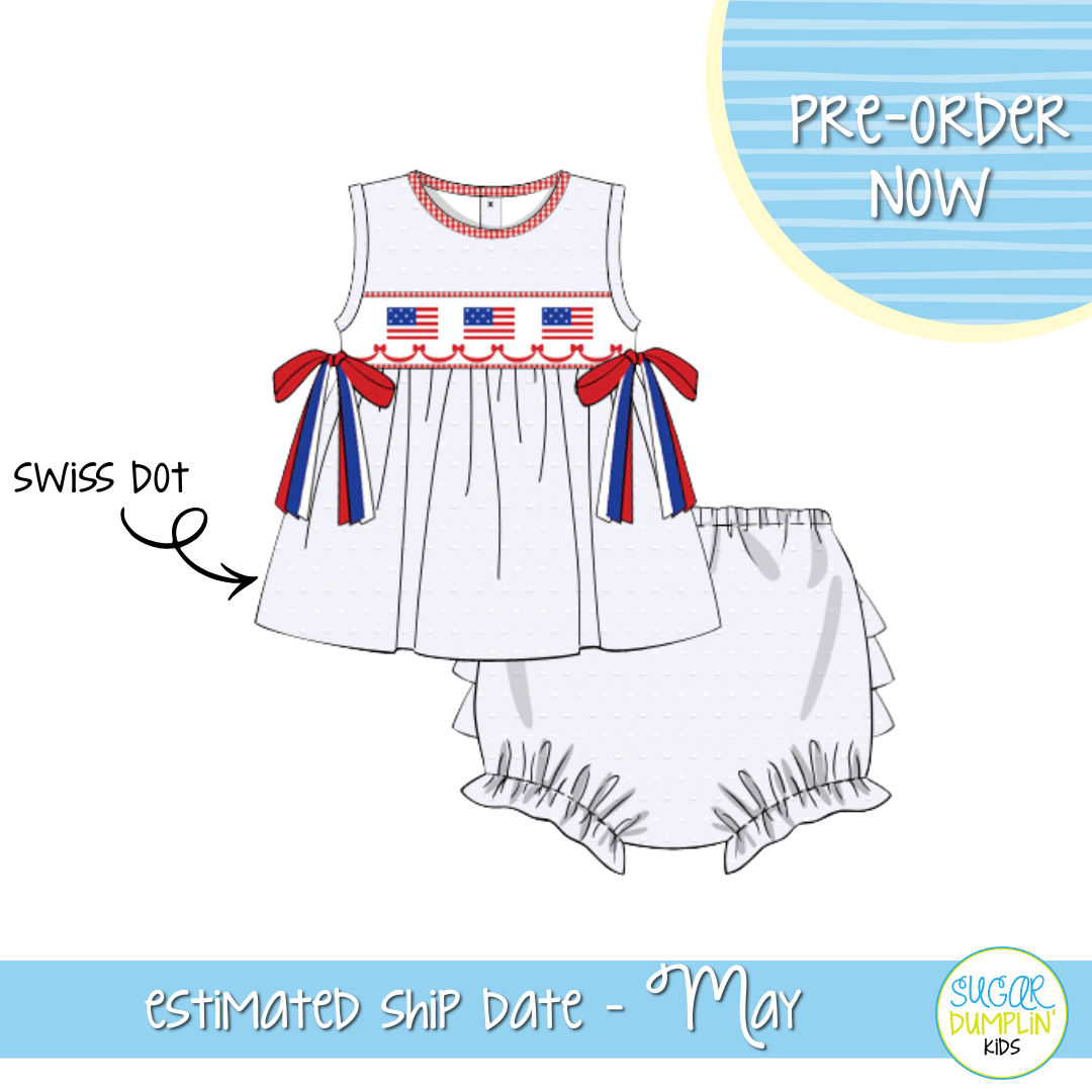 PO112: Smocked Flags Girls Bloomers