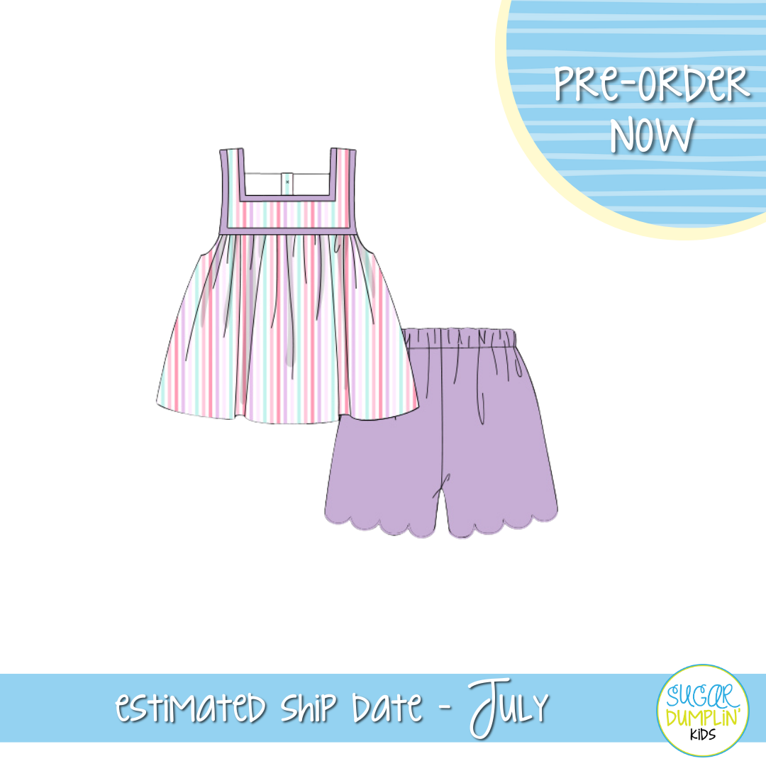 PO104: Summertime Stripe Girl Short Set