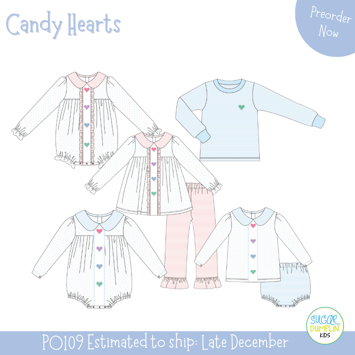 PO109: Candy Hearts Boys Diaper Set