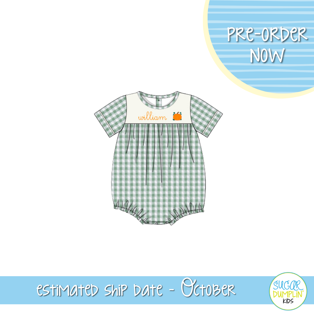 PO115: Gingham Pumpkins Boys Bubble