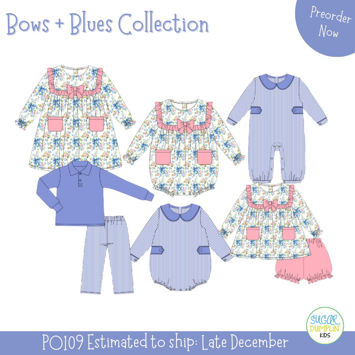 PO109: Bows and Blues Boys Romper