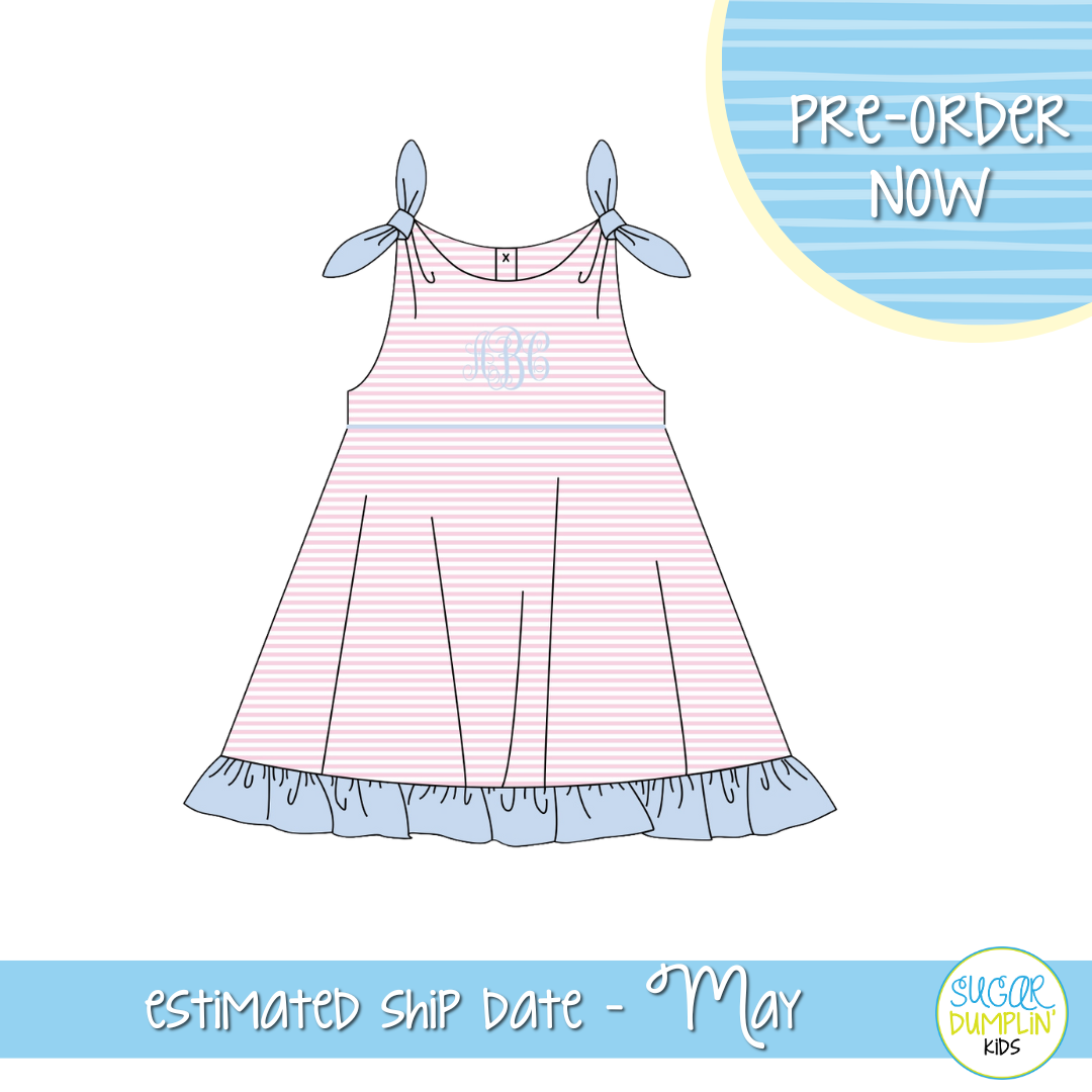 PO111: Playful Pastels Girls Striped Dress