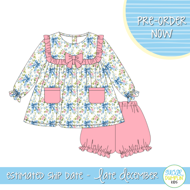 PO109: Bows and Blues Girls Bloomer Set