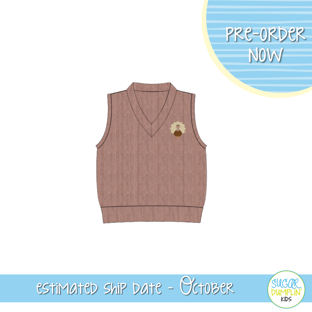 PO115: Embroidered Turkeys Boys Vest