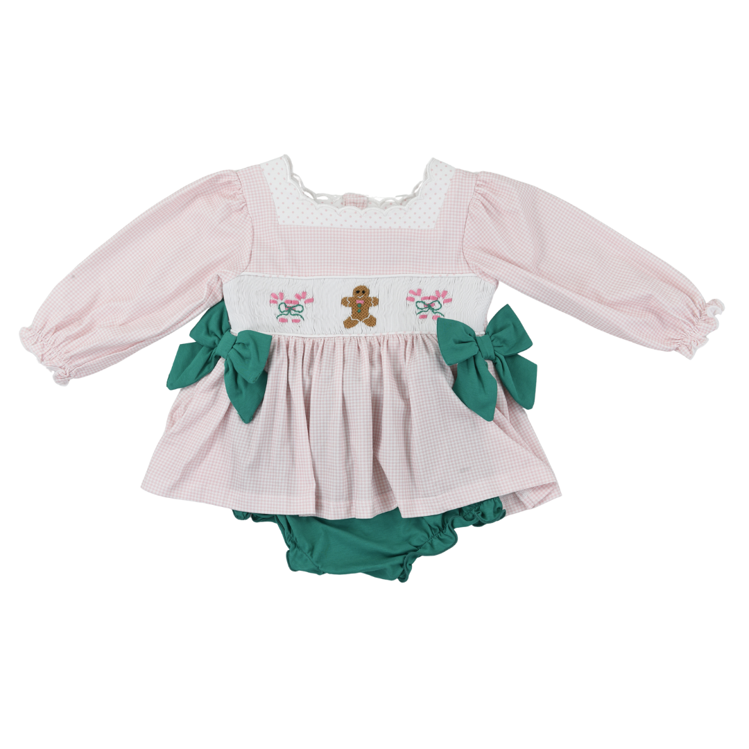 Gingerbread Smock Girl Bloomer Set