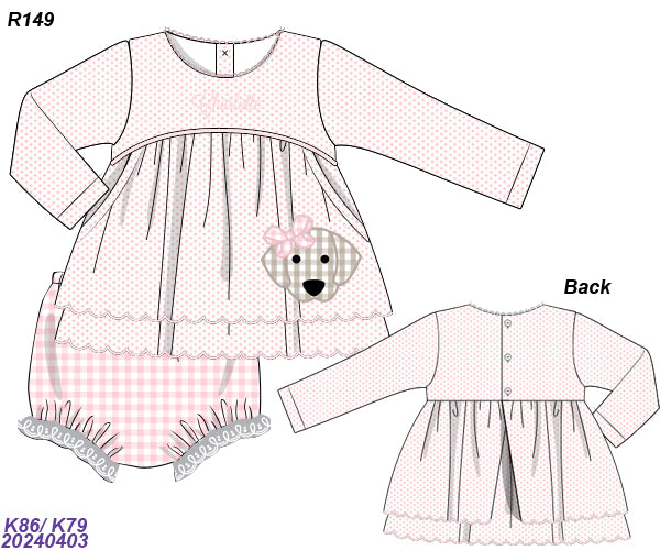 Pink Bitty Dot Pup Bloomer Set