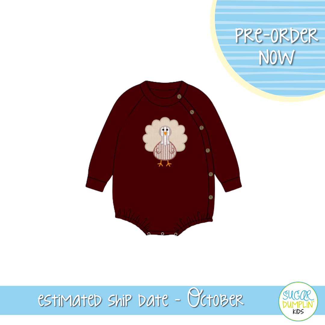 PO115: Embroidered Turkeys Boys Bubble