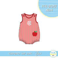 PO113: Embroidered Apples Boys Sleeveless Bubble