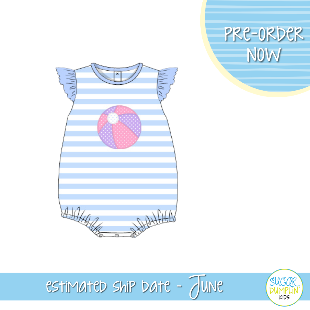 PO103: Beach Ball Fun Applique Girl Bubble