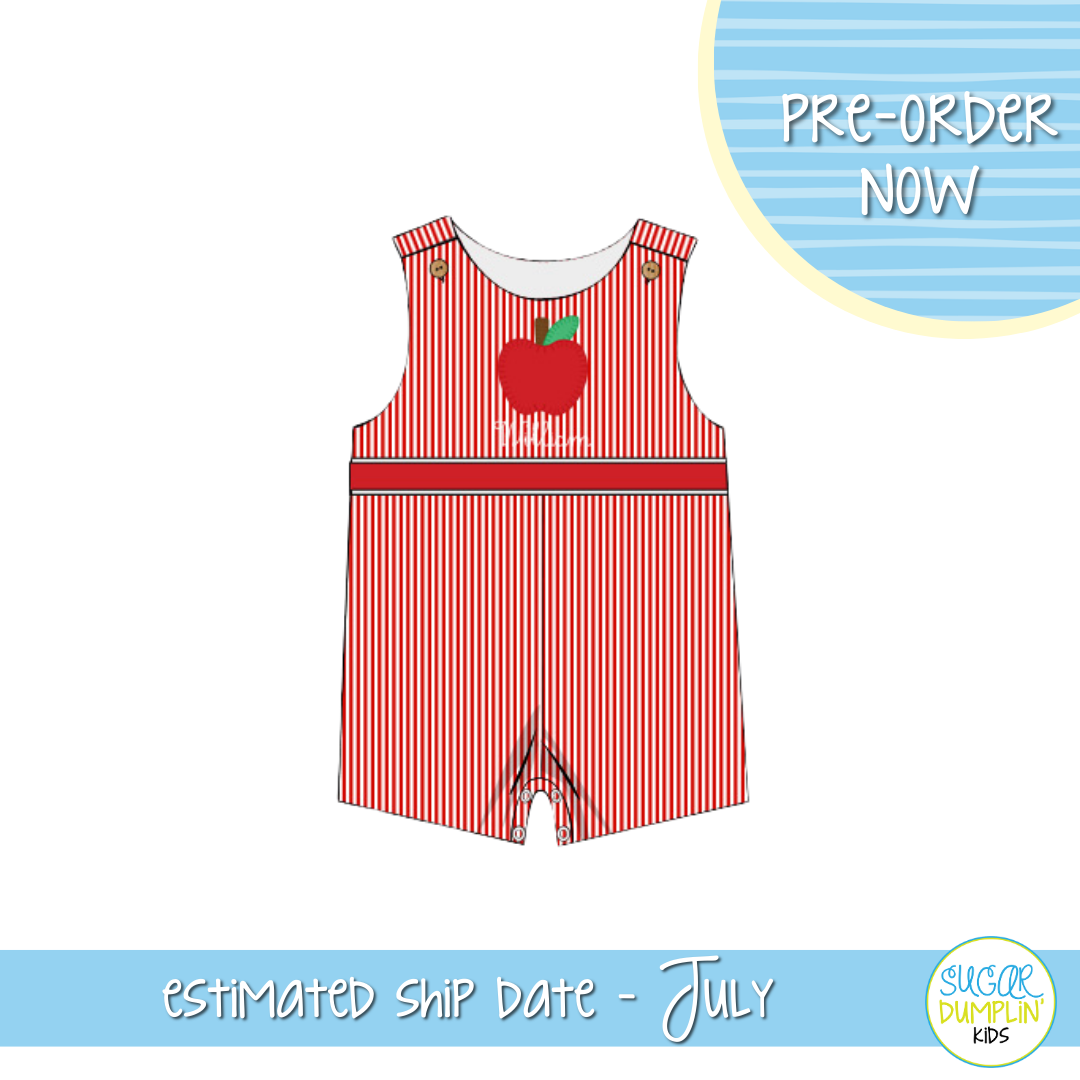 PO113: Embroidered Apples Boys Jon Jon