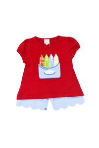 Girls Crayon Party Shorts Set